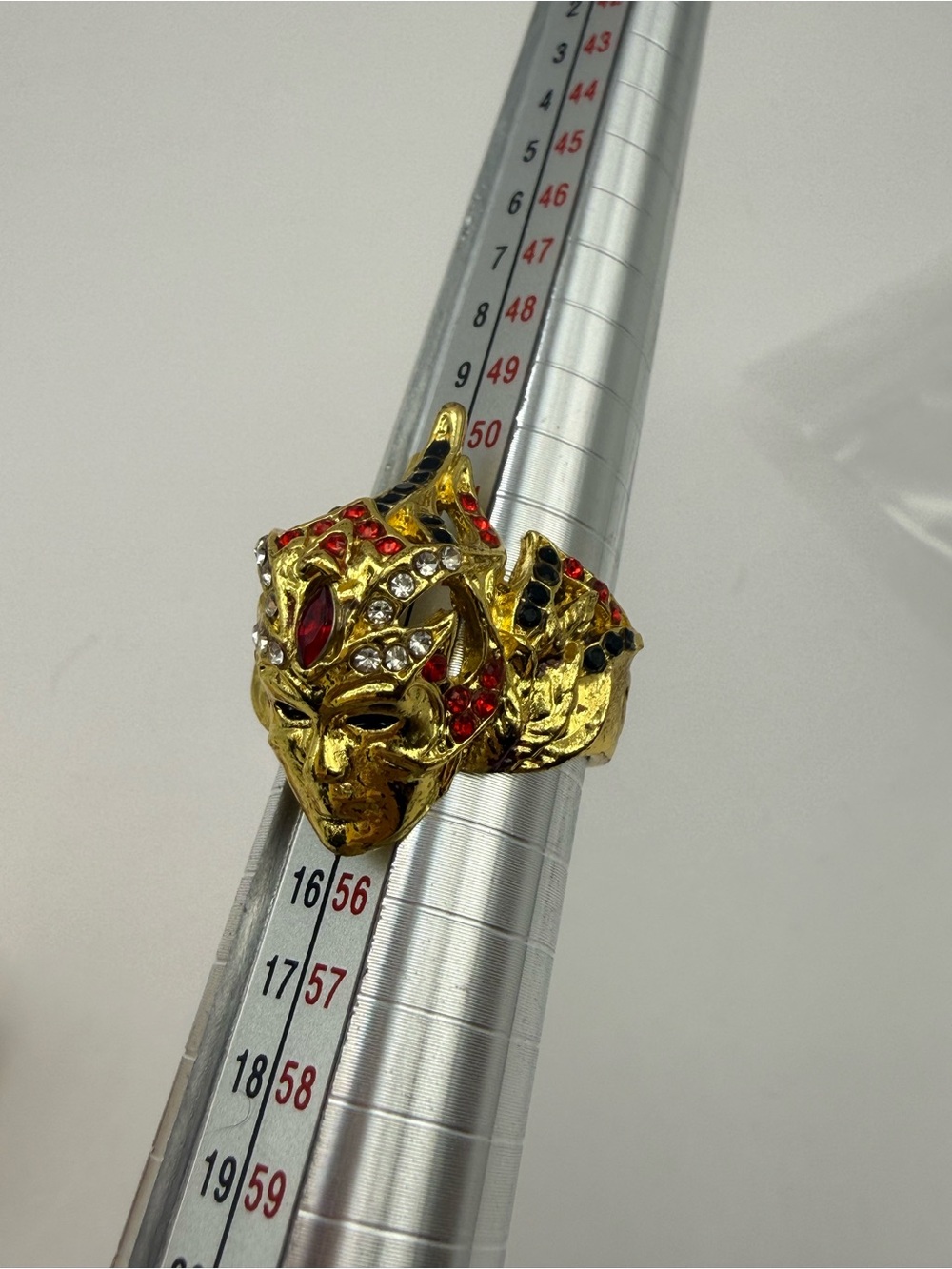 Fantasy Warrior Face Statement Ring Gold Tone Size 7 Cocktail Ring